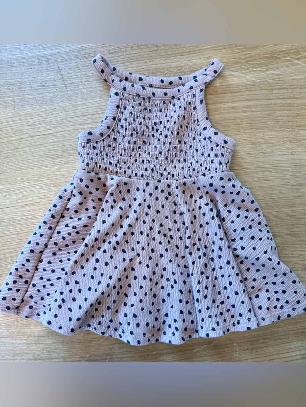 Otter Avenue Stretchy Beige and Black Skater Dress Dot Pattern